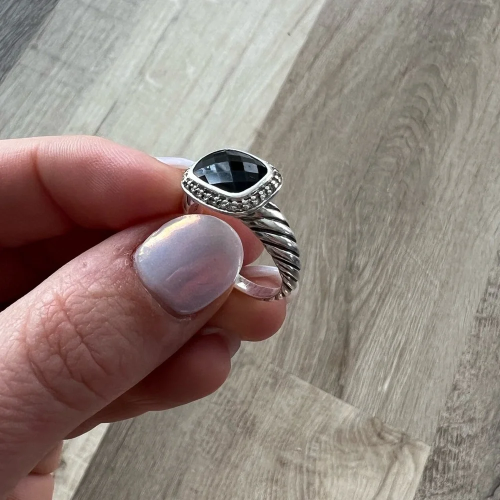 David Yurman Black Onyx Cable Ring with Pavé Diamonds